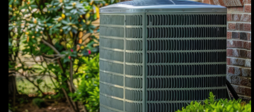 Ac unit surrounded by foliage