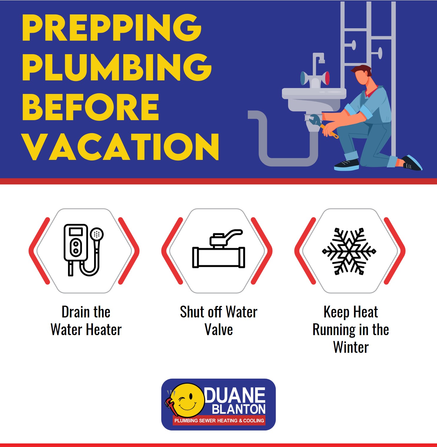 prepping plumbing before vacation