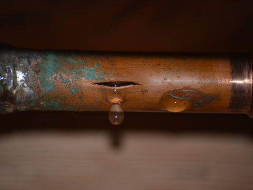 Burst water pipe, still dripping